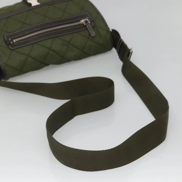 PRADA Shoulder Bag Nylon Khaki Silver Auth - Picture 7 of 16
